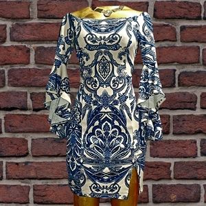 Abstract Off Shoulder Midi